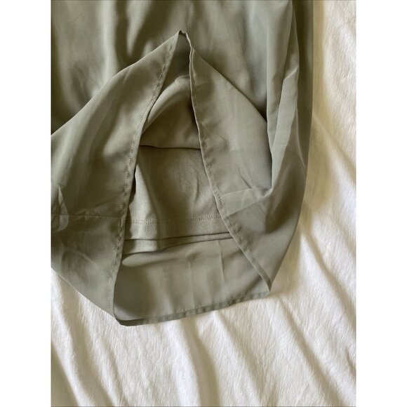 Womens Plus Sz 32W Light Green Elastic Waist Wide-Leg Pants Flowy Lined Granny - Picture 2 of 8